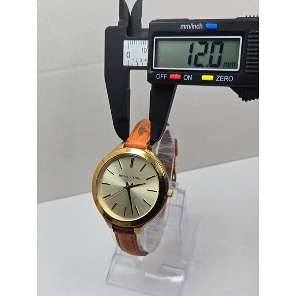 Michael Kors MK2275 Slim Runway Gold Tone Orange Leather Watch New Battery Women main image 7